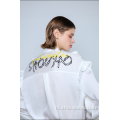 WITTE BLOUSE MET STrik